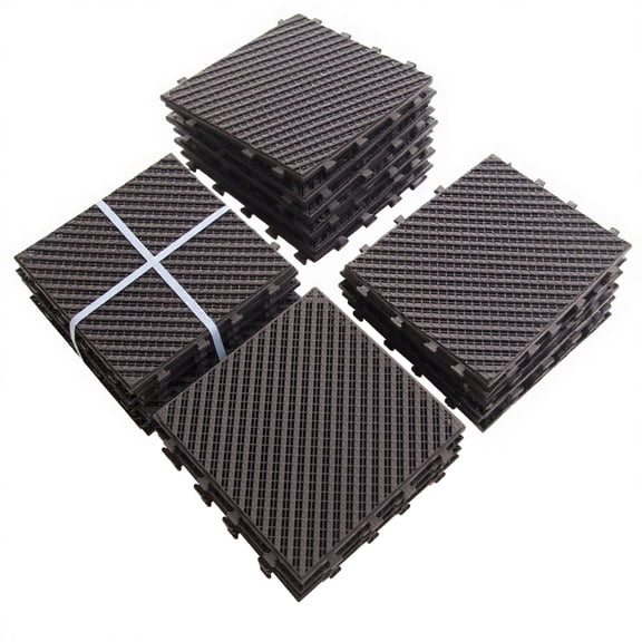TOTAL Outdoor Living 12"x12" Interlocking Deck Tiles, 36PCS/Pack, Waterproof Plastic Outdoor Flooring for Patio, Shed, Porch, Poolside, Garden, Backyard,Brown