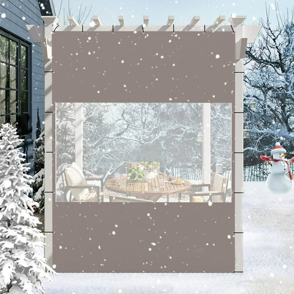 TOTAL Outdoor Patio, Gazebo & Pergola Curtain, Heavy Duty 18 oz PVC Waterproof & Tearproof Privacy Panel, UV Resistant Weatherproof with Eyelets (8'H x7'W, Gray)