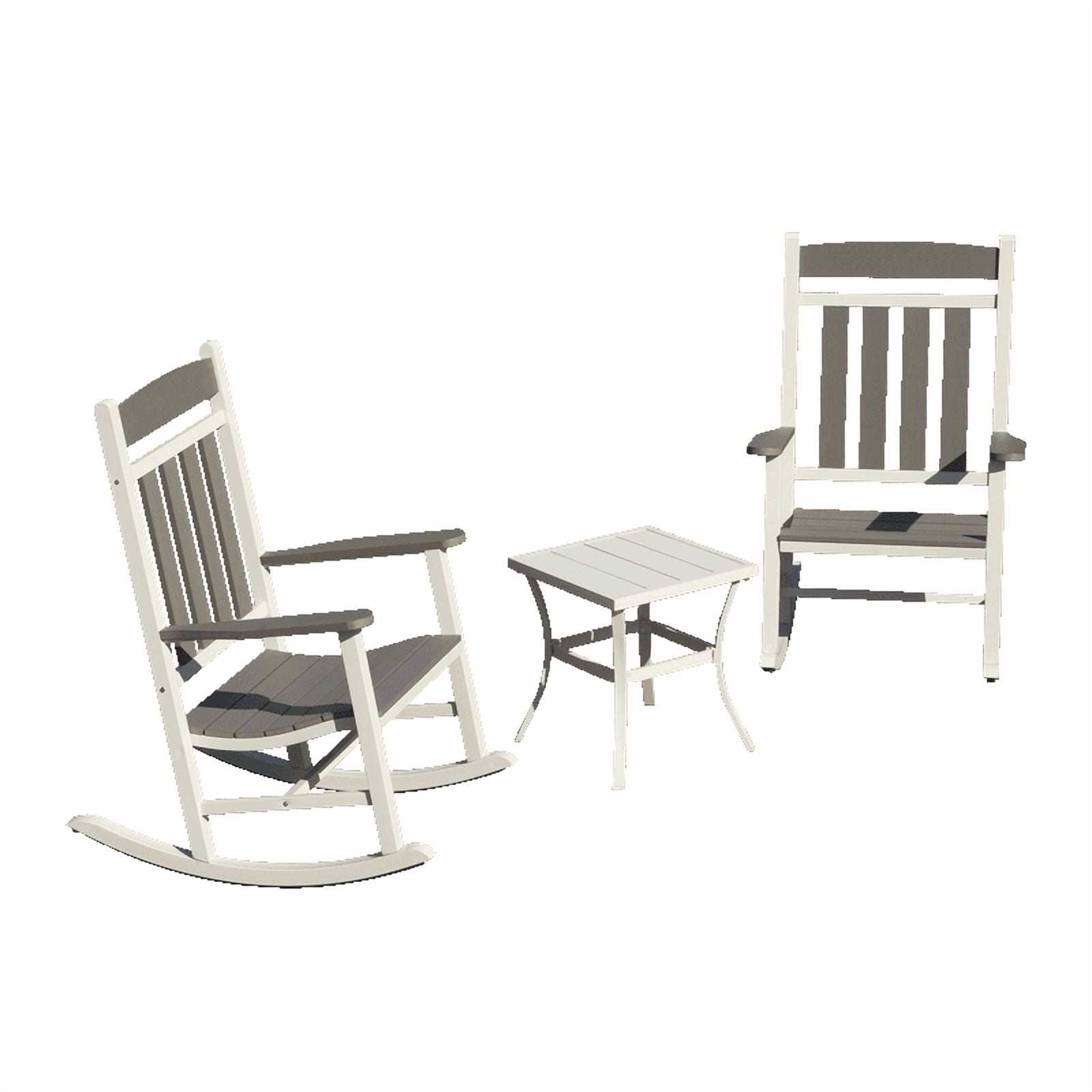 TOTAL Outdoor Rocking Chair Set, 2 Chairs & 1 Table, Durable HDPE All ...