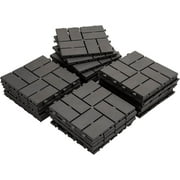 TOTAL 12" x 12" Plastic Interlocking Deck Tiles, 44 Pack, Waterproof Outdoor Flooring for Patio, Porch, Shed, Poolside, Garden & Backyard,Dark Gray