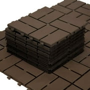 TOTAL 12" x 12" Plastic Interlocking Deck Tiles, 9 Pack, Waterproof Outdoor Flooring for Patio, Porch, Shed, Poolside, Garden & Backyard,Dark Brown
