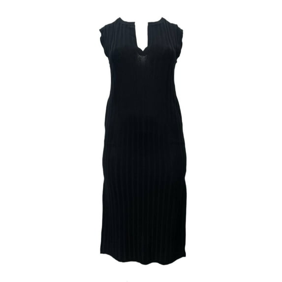 TOTEME Women's Long Rib Knit V-Neck Oversized Sleeveless Dress, Black, XS