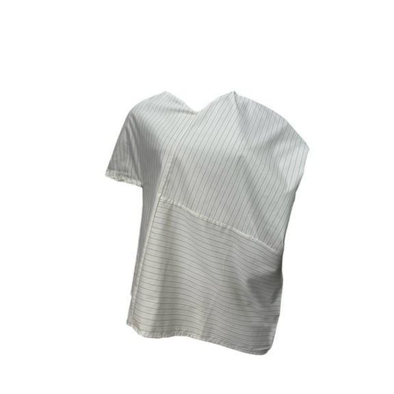 TOTEME Women's V-Neck Twisted Striped Top, Off-White, L