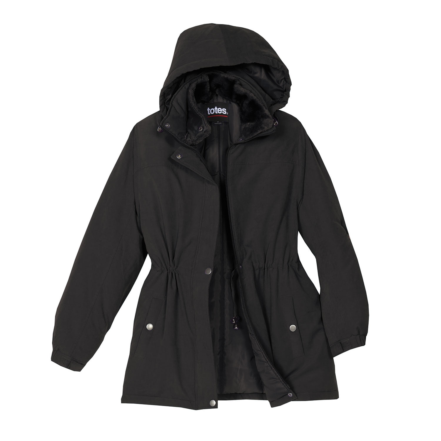 TOTES Womens Winter Coat with Faux Fur Hood Parka Coat Water Resistant