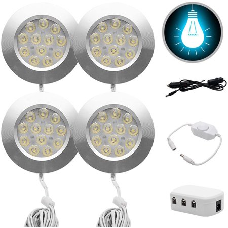 TOTMOX 12V 3W Car Interior LED Spot Light Charger for Camper Van Caravan Motorhome White Light, 4pcs