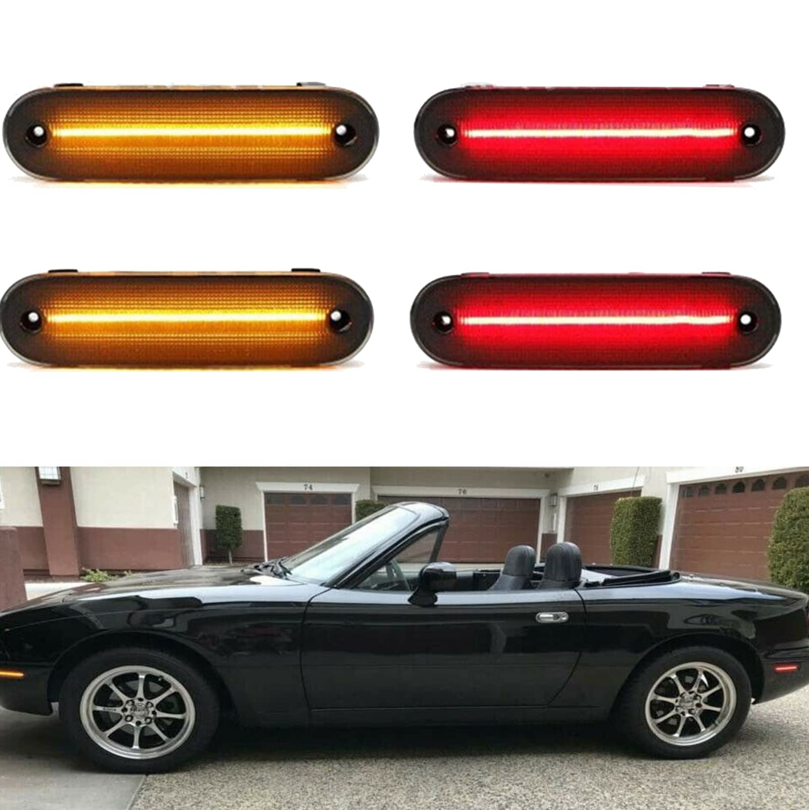 TOTMOX Smoke Lens LED MMF7 Side Marker Lights for 19902005 Miata MX5