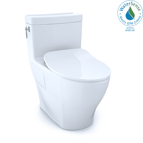 TOTO® Aimes® One-Piece Elongated 1.28 GPF Toilet with CEFIONTECT® and SoftClose® Seat, WASHLET®+ Ready, Cotton White - MS626234CEFG#01