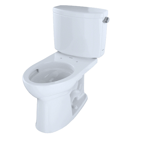 Toto Drake II Two-Piece Elongated 1.28 GPF Universal Height Toilet with CeFiONtect and Right-Hand Trip Lever, Cotton White (CST454CEFRG#01)