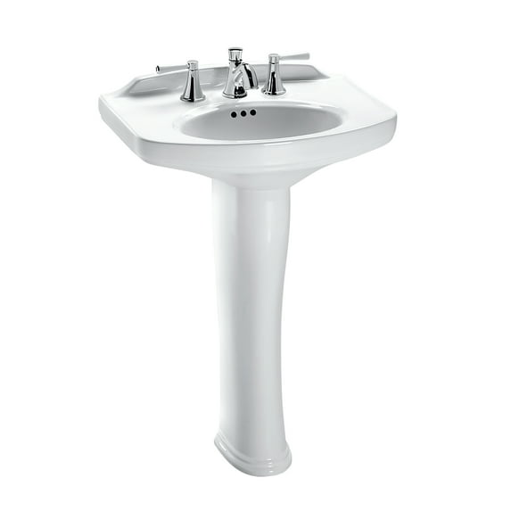 TOTO® Dartmouth® Rectangular Pedestal Bathroom Sink with Arched Front for 4 Inch Center Faucets, Cotton White - LPT642.4#01