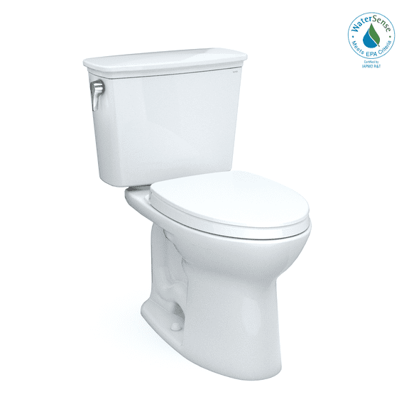 TOTO Drake Transitional Two-Piece Elongated 1.28 GPF Universal Height TORNADO FLUSH  Toilet with 10 Inch Rough-In, CEFIONTECT, and SoftClose Seat, WASHLET+ Ready, Cotton White