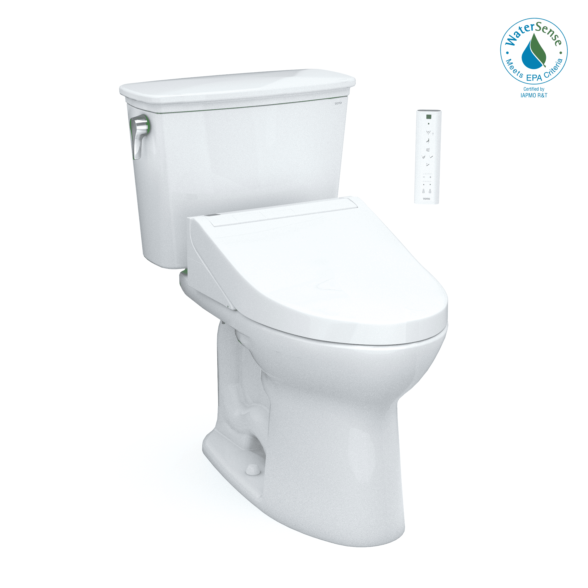 White Vitreous China Elongated Two-Piece Toilet with Bidet Seat