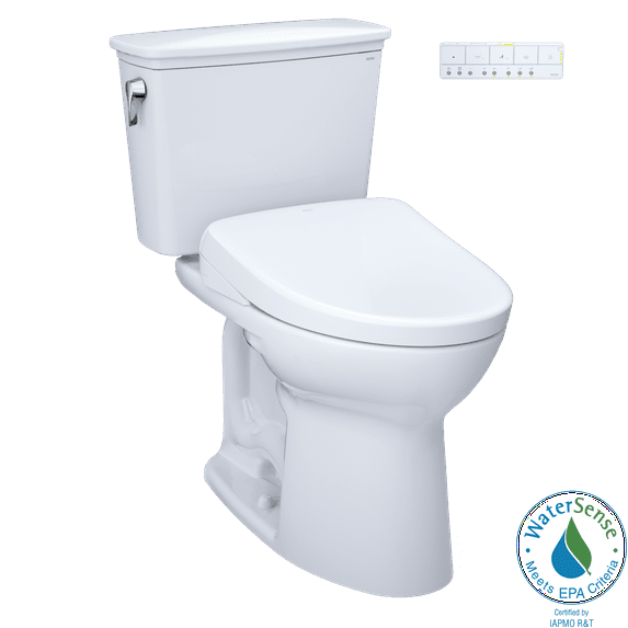 TOTO® Drake® Transitional WASHLET®+ Two-Piece Elongated 1.28 GPF TORNADO FLUSH® Toilet with S7A Contemporary Bidet Seat, Cotton White - MW7864736CEG#01
