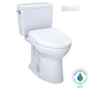 TOTO  Drake  WASHLET + Two-Piece Elongated 1.28 GPF Universal Height TORNADO FLUSH  Toilet with S7 Contemporary Bidet Seat, Cotton White - MW7764726CEFG#01