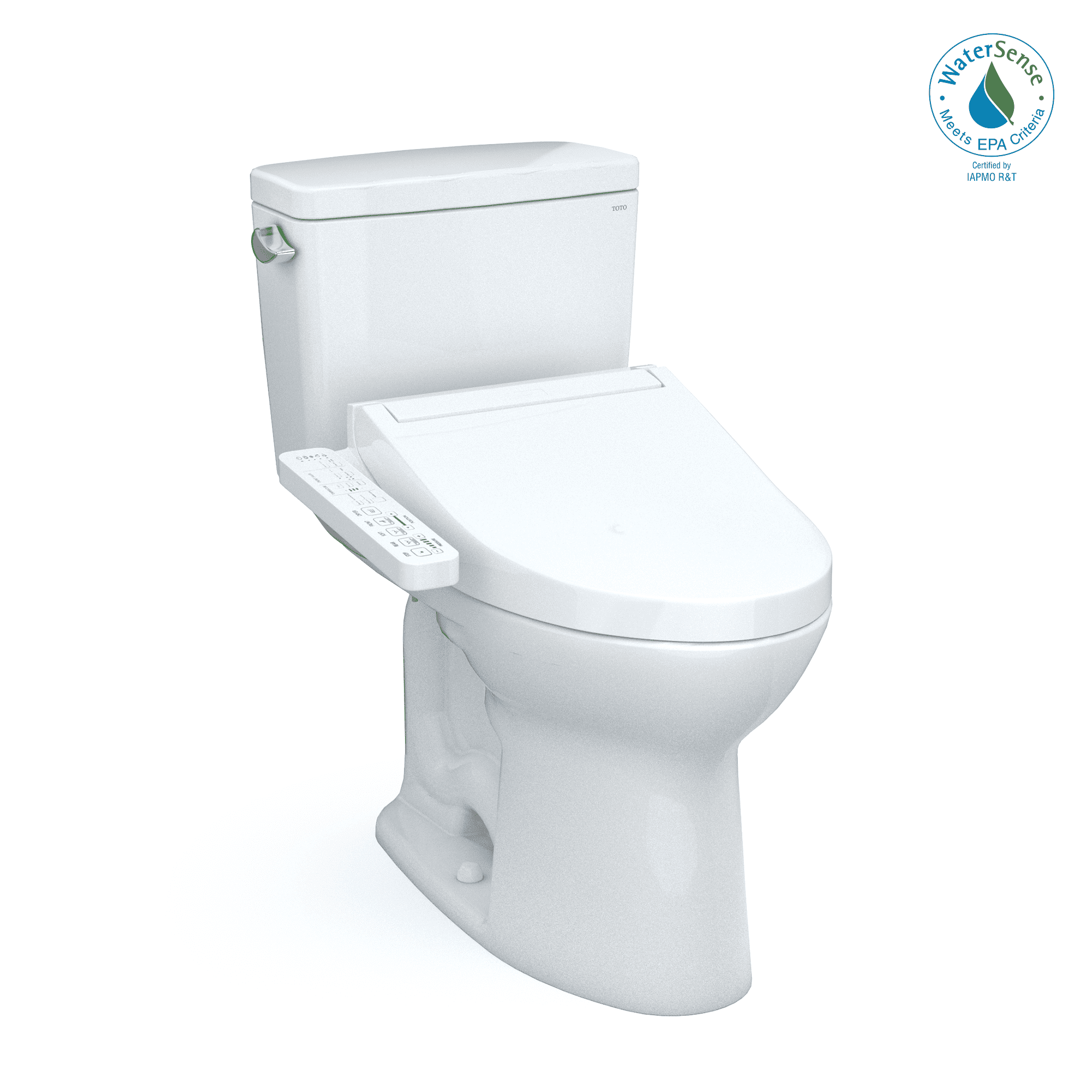 TOTO® Drake® WASHLET®+ Two-Piece Elongated 1.28 GPF Universal Height TORNADO FLUSH® Toilet with C2 Bidet Seat, Cotton White - MW7763074CEFG#01