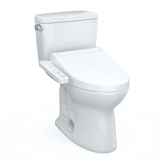 TOTO® Drake® WASHLET®+ Two-Piece Elongated 1.6 GPF Universal Height TORNADO FLUSH® Toilet with C2 Bidet Seat, Cotton White - MW7763074CSFG#01