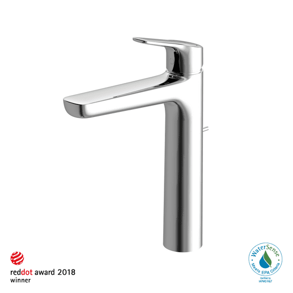 TOTO GS Series 1.2 GPM Single Handle Bathroom Faucet for Vessel Sink with COMFORT GLIDE Technology and Drain Assembly, Polished Chrome - TLG03305U#CP