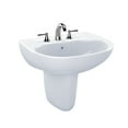 thumbnail image 1 of TOTO LHT241.8G#01 Supreme Oval Wall-Mount Bathroom Sink with CeFiONtect and Shroud for 8 Inch Center Faucets, 1 of 2