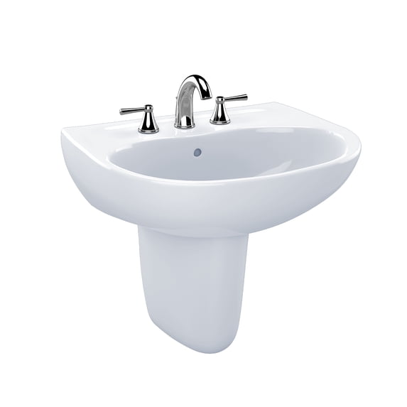 TOTO LHT241.8G#01 Supreme Oval Wall-Mount Bathroom Sink with CeFiONtect and Shroud for 8 Inch Center Faucets