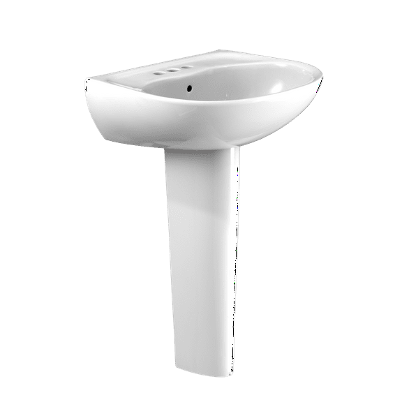 TOTO Supreme Oval Basin Pedestal Bathroom Sink with CEFIONTECT for 4 Inch Center Faucets, Cotton White - LPT241.4G#01