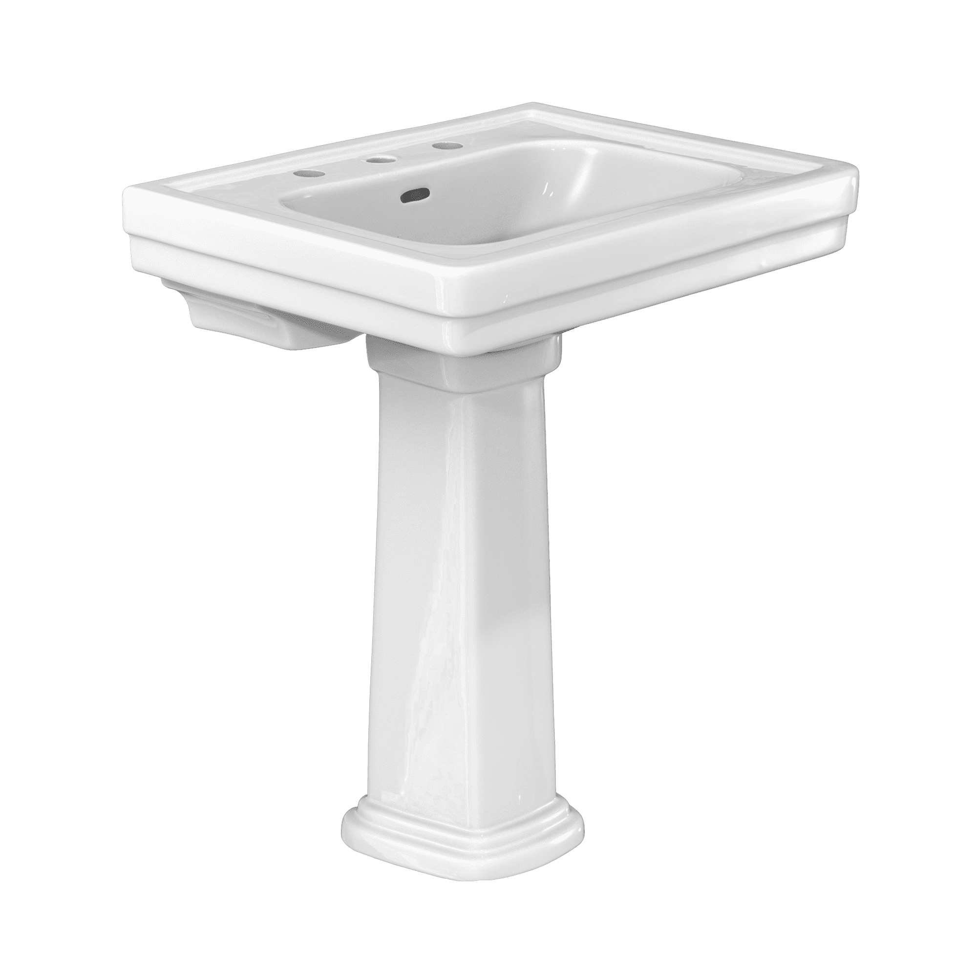Elegant Beige Vitreous China Rectangular Pedestal Sink with Overflow