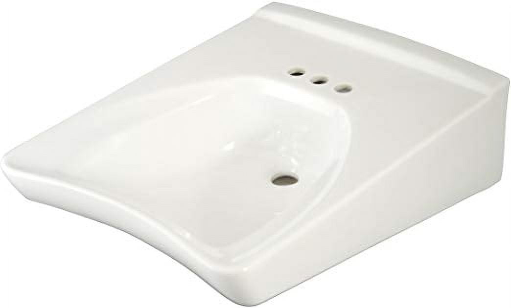 Modern 20.5" Wall-Mount Rectangular Ceramic Sink in Cotton White