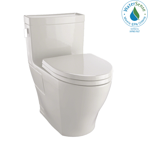 TOTO Legato WASHLET+ One-Piece Elongated 1.28 GPF Universal Height Skirted Toilet with CEFIONTECT, Bone - MS624124CEFG#03