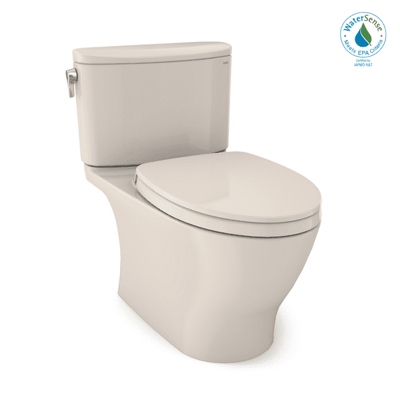 TOTO MS442124CEFG#12 Nexus Two-Piece Elongated 1.28 GPF Universal Height Toilet with CeFiONtect and SS124 SoftClose Seat