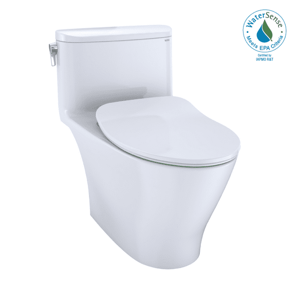 TOTO Nexus One-Piece Elongated 1.28 GPF Universal Height Toilet with CEFIONTECT and SS234 SoftClose Seat, WASHLET+ Ready, Cotton White - MS642234CEFG#01