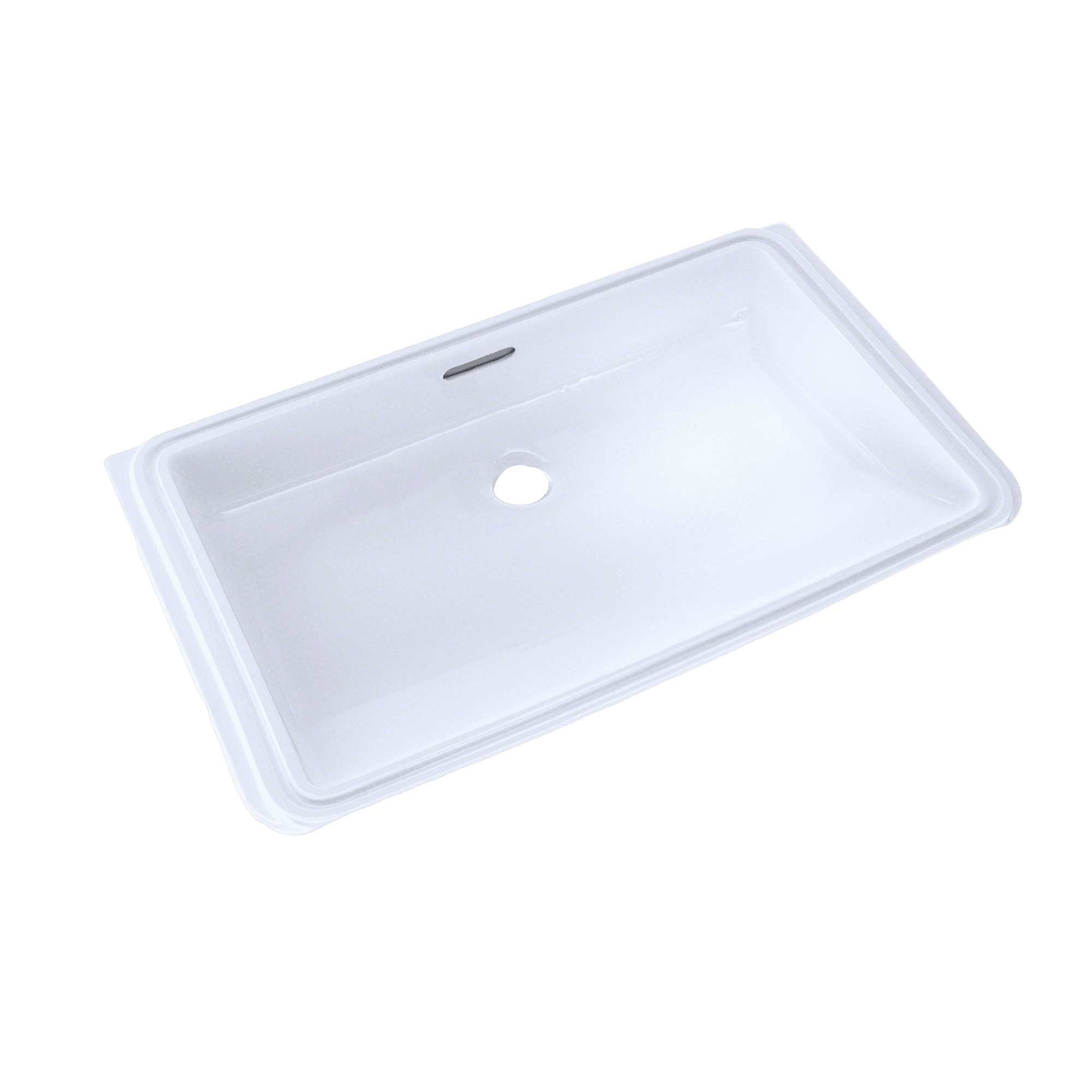 Rectangular White Ceramic Undermount Bathroom Sink with Overflow