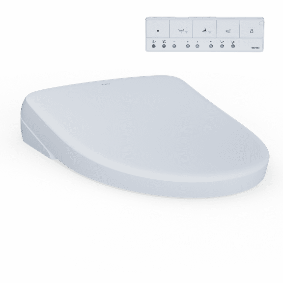TOTO® S7 WASHLET®+ Electronic Bidet Toilet Seat with EWATER+® Bowl and Wand Cleaning and Contemporary Lid, Elongated, Cotton White - SW4726AT40#01