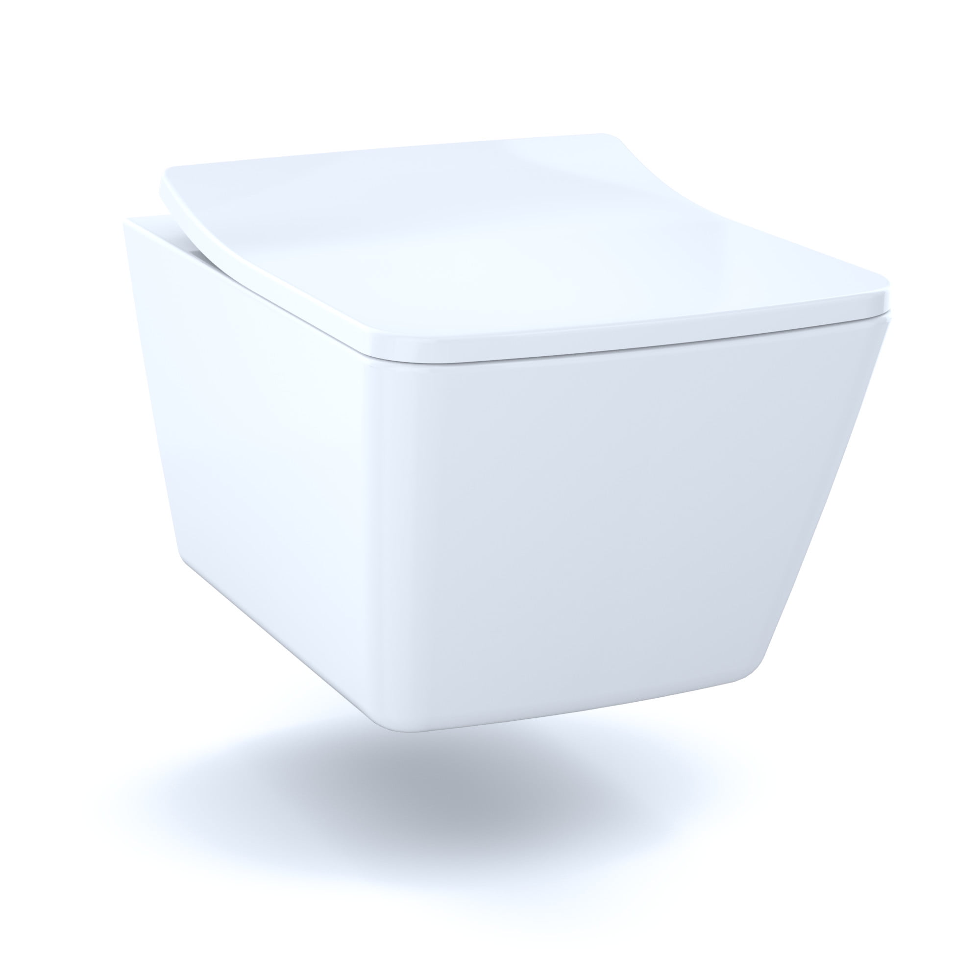 White Modern Wall-Mounted Dual Flush Toilet
