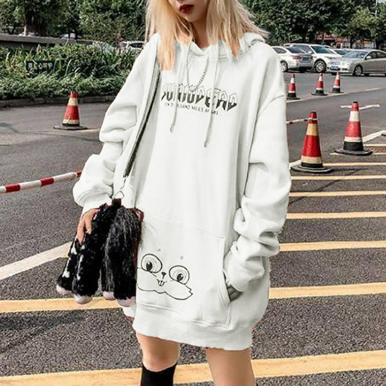 TOTO Sweatshirts Hoodies For Women Loose Men Rabbit Ears Hoodie Couples  Plus Velvet Thickening Hooded Sweatshirt Long Sleeve Tops