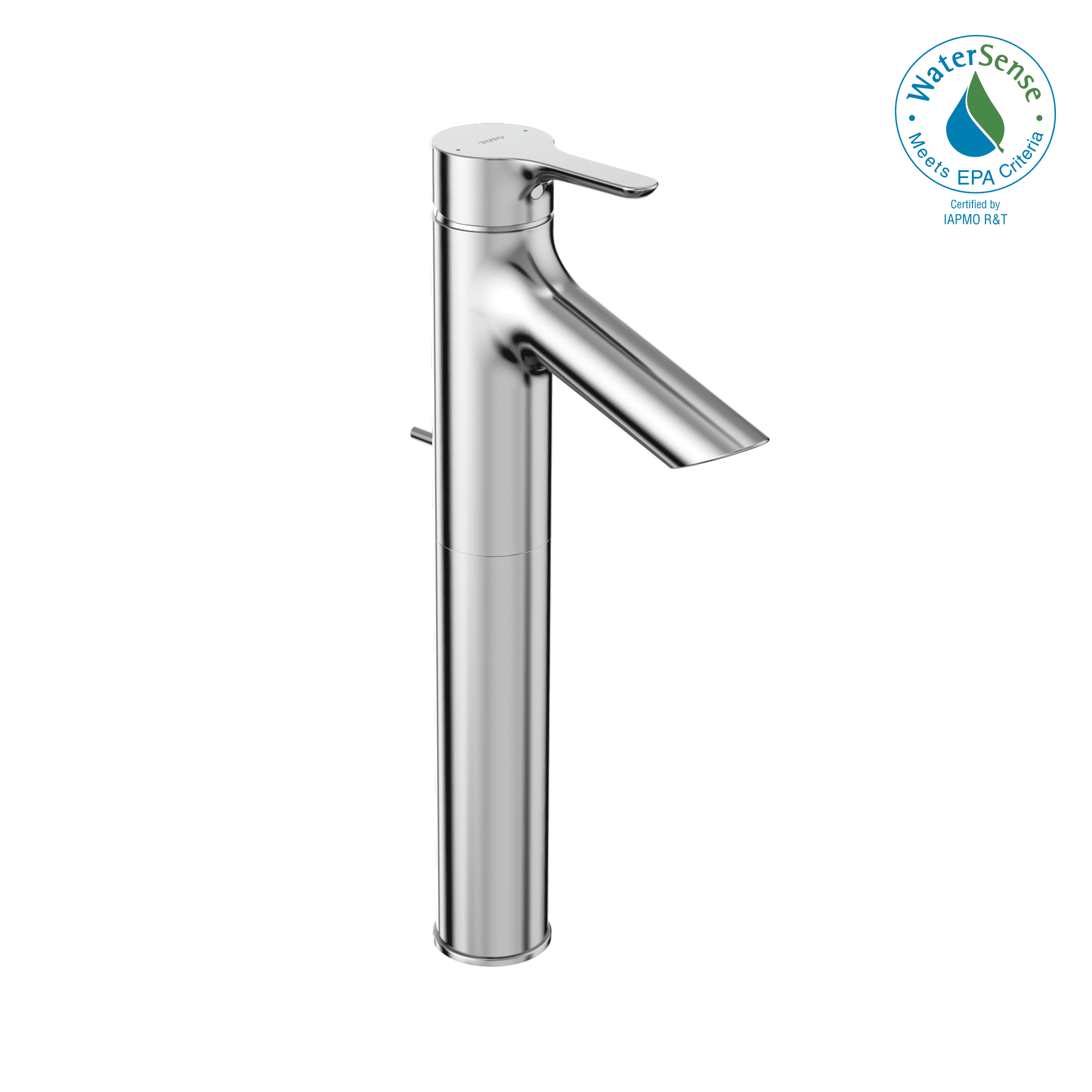Chrome Single Hole Vessel Bathroom Faucet with Drain Assembly