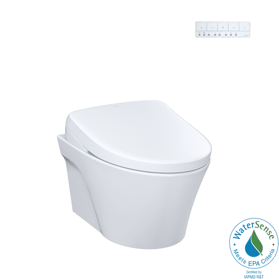 TOTO WASHLET+ AP Wall-Hung Elongated Toilet with S7A Contemporary Bidet Seat and DuoFit In-Wall 0.9 and 1.28 GPF Auto Dual-Flush Tank System, Matte Silver - CWT4264736CMFGA#MS