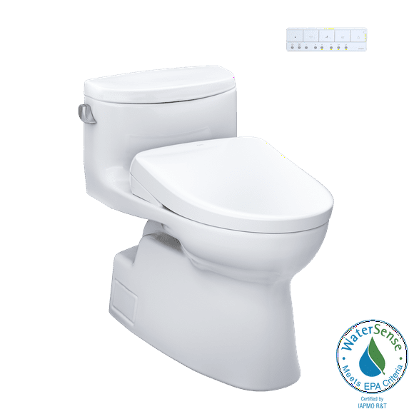 TOTO® WASHLET®+ Carolina® II One-Piece Elongated 1.28 GPF Toilet and WASHLET®+ S7 Contemporary Bidet Seat, Cotton White - MW6444736CEFG#01