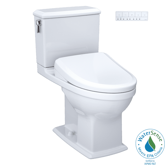 TOTO WASHLET+ Connelly Two-Piece Elongated Dual Flush 1.28 and 0.9 GPF Toilet and Classic WASHLET S7 Contemporary Bidet Seat with Auto Flush, Cotton White - MW4944724CEMFGA#01