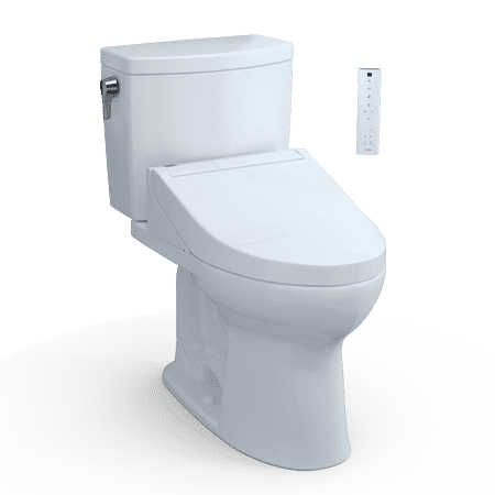 TOTO® WASHLET+® Drake® II 1G® Two-Piece Elongated 1.0 GPF Toilet and WASHLET+® C5 Bidet Seat, Cotton White - MW4543084CUFG#01