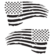 TOTOMO 2pc Tattered Subdued USA American Flag Decal (Matte Black 4"x7") Distressed Tactical US Military Army Navy Vinyl Bumper Sticker Car truck RV SUV Boat Window accessories USF-03