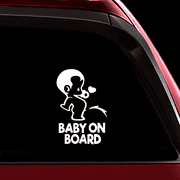 TOTOMO Baby on Board Sticker for Cars Funny Cute Safety Caution Decal Sign for Car Window and Bumper No Need for Magnet or Suction Cup - Peeing Boy