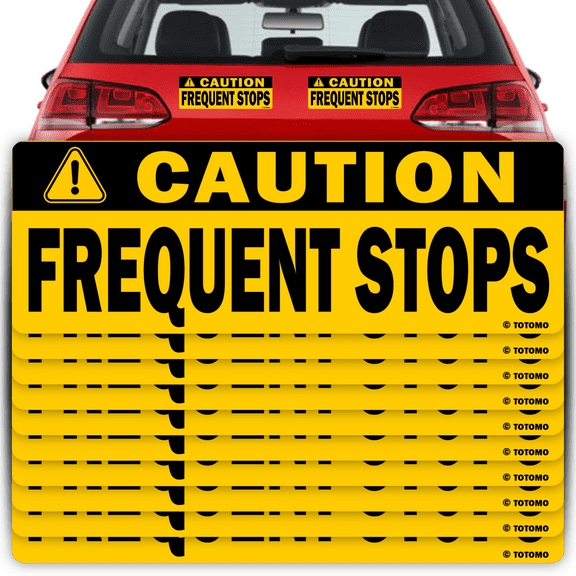 TOTOMO Caution This Vehicle Makes Frequent Stops Magnet Sign, 10 Pack, 10" x 3.5"