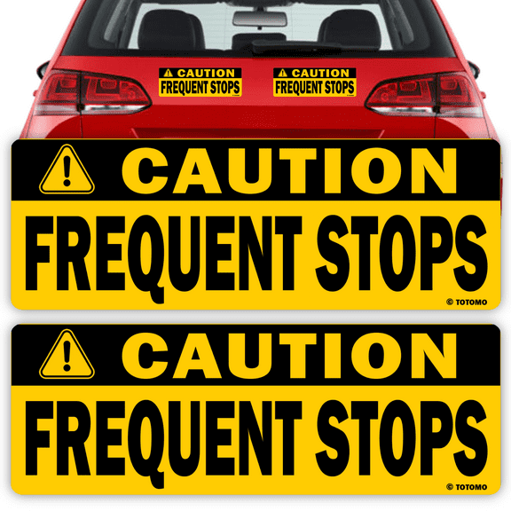 TOTOMO Caution This Vehicle Makes Frequent Stops Magnet Sign, 2 Pack, 10" x 3.5"