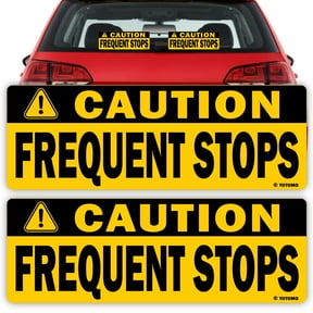TOTOMO Caution This Vehicle Makes Frequent Stops Sticker Sign 2pk, 10" x 3.5"