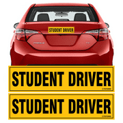 TOTOMO Student Driver Magnet for Car - Large 12"x3" Magnetic Reflective Vehicle Safety Sign for New Rookie Learner Drivers Removable Bumper Sticker Please Be Patient (2 Pack)