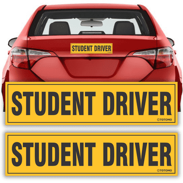 Student Driver Magnet Sticker for Car, Large 12"x3" Reflective Safety Sign, 2-Pack