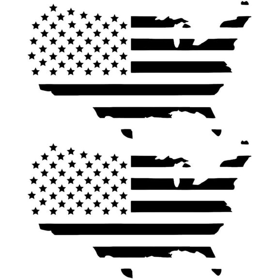 TOTOMO USA Map American Flag Car Sticker Decal 2 Pack Black USF-07B