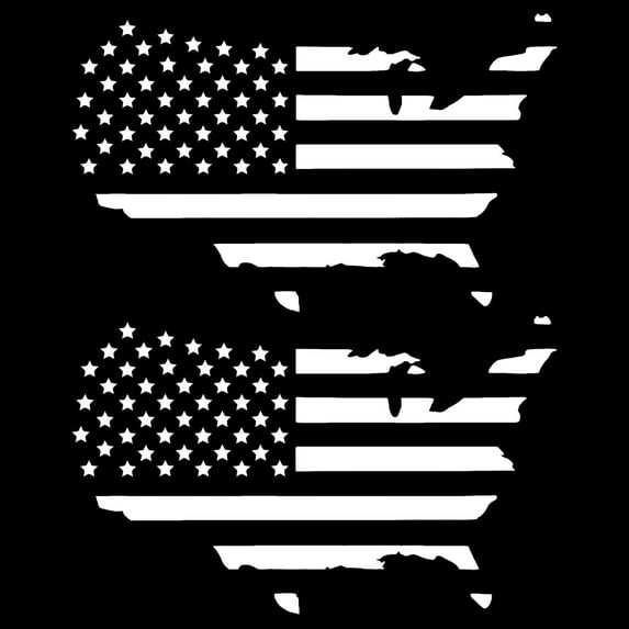 TOTOMO USA Map American Flag Car Sticker Decal 2 Pack White USF-07W