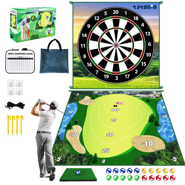TOTOSIN Golf Chipping Game with Golf Hitting Mat, Double Sided Golf