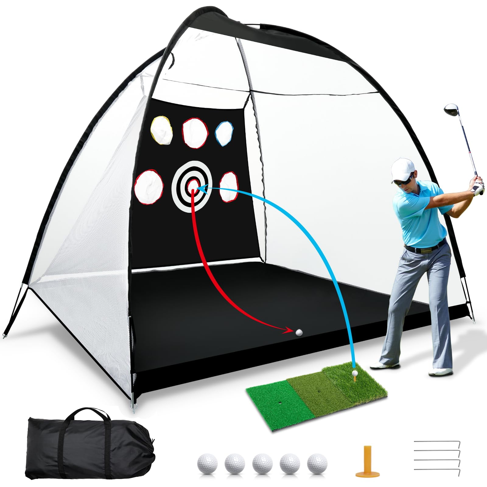 TOTOSIN Golf Net, 10x7ft Automatic Ball Return System Golf Nets for