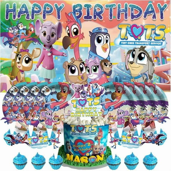 TOTS Party Supplies Decor Decorations Plates Background Cake Topper Fans Banner Backdrop