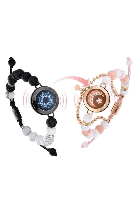 TOTWOO Long Distance Bracelets for Couples, Vibration & Light Up Bracelet, Montain & Sea Long Distance Relationship Gifts for Girlfriend Boyfriend